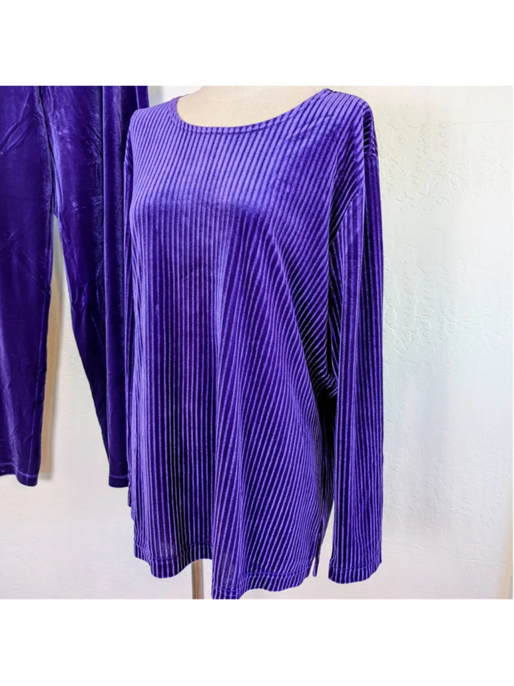 Draper’s & Damon’s Petite XL Purple Velour Lounge Set Y2K Ribbed Top Pants